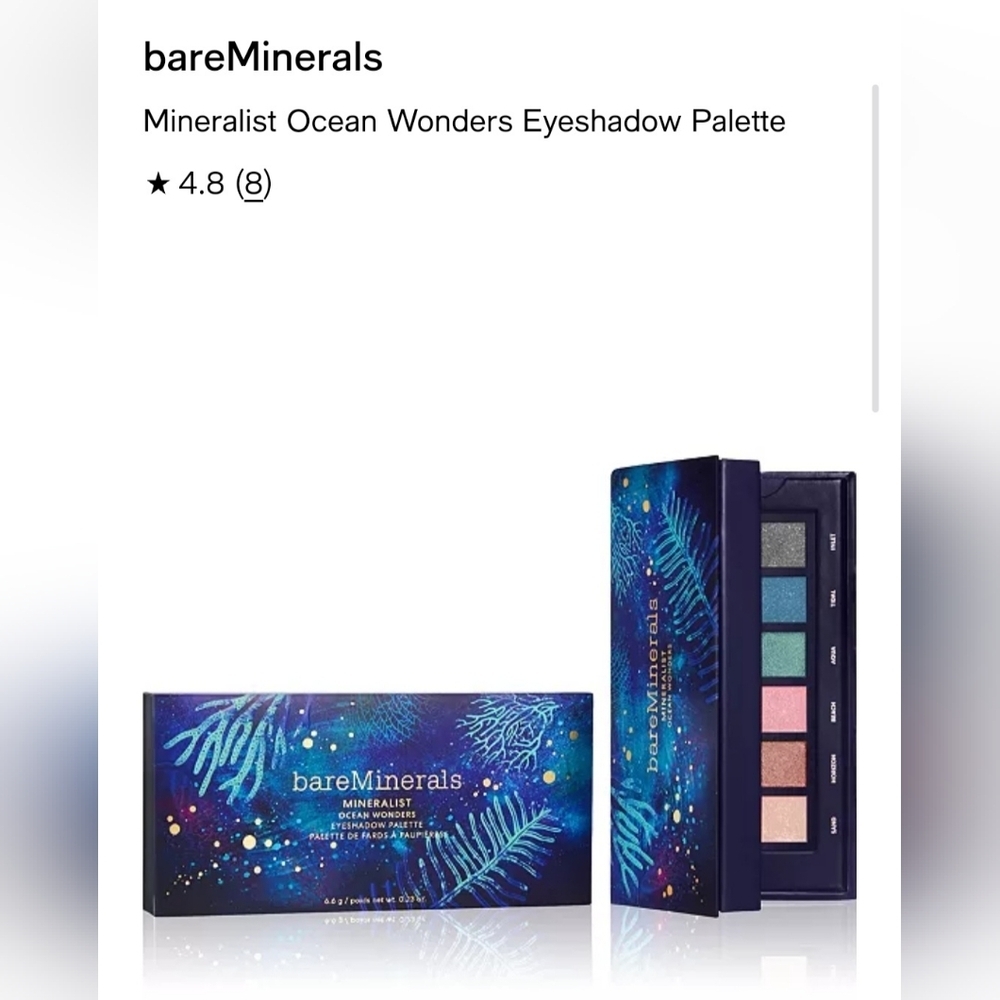 🎉HOST PICK🎉 NWT bareMinerals Mineralist Ocean Wonders Eyeshadow Palette